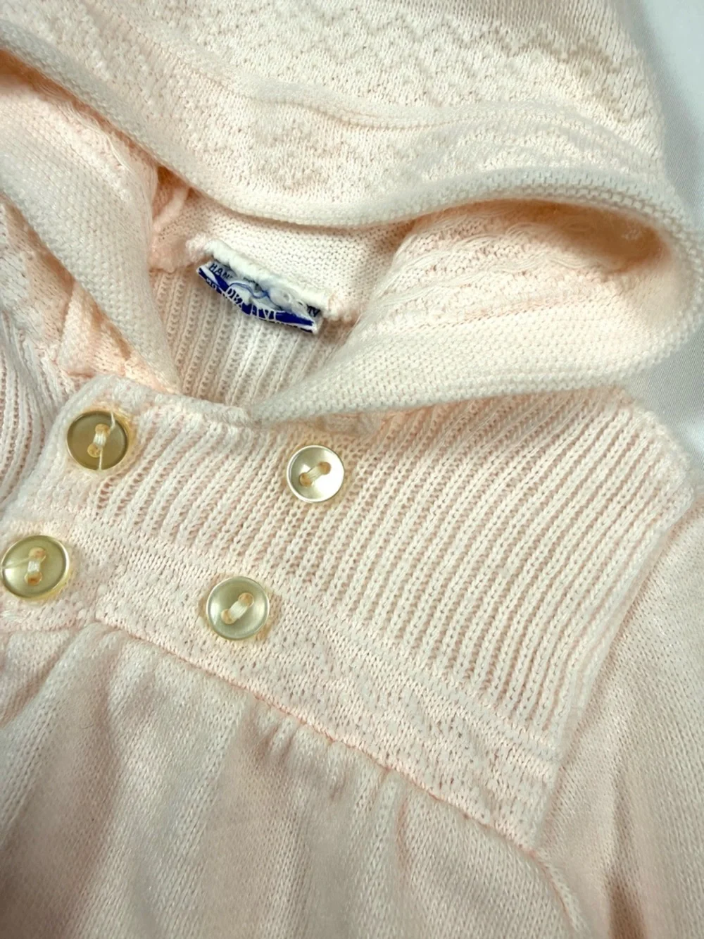 VINTAGE SEARS Girls Hooded‎ Knit Sweater Jacket 3-6 Months Cottagecore Heirloom